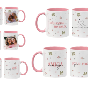 caneca amizade personalizada com alça e interior colorida